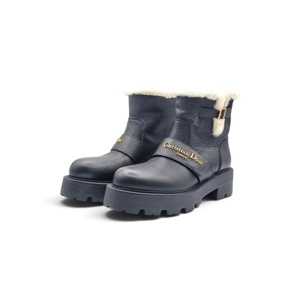 Christian Dior D-Quest Alps Black Leather Shearling Boots EU 36 US 6 NWOB $1800
